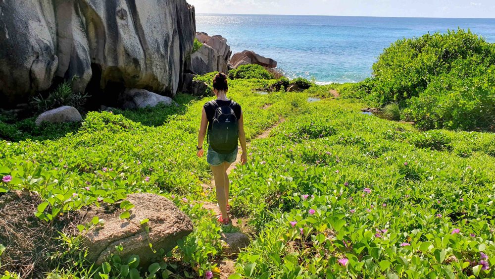 Wanderung zur Anse Marron auf La Digue