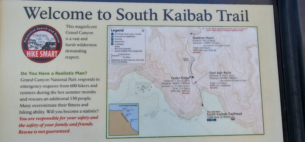 Karte South Kaibab Trail